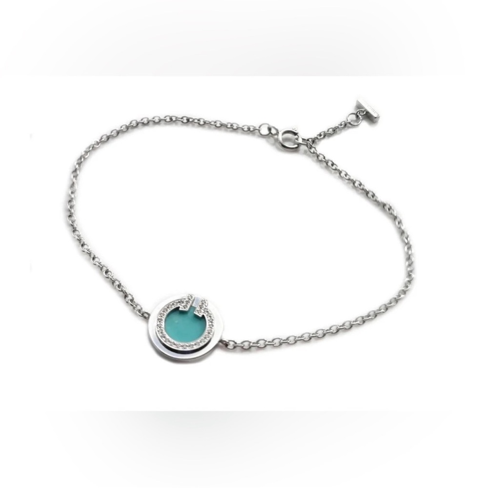 TIFFANY & CO 18K WHITE GOLD DIAMOND AND TURQUOISE BRACELET 💎